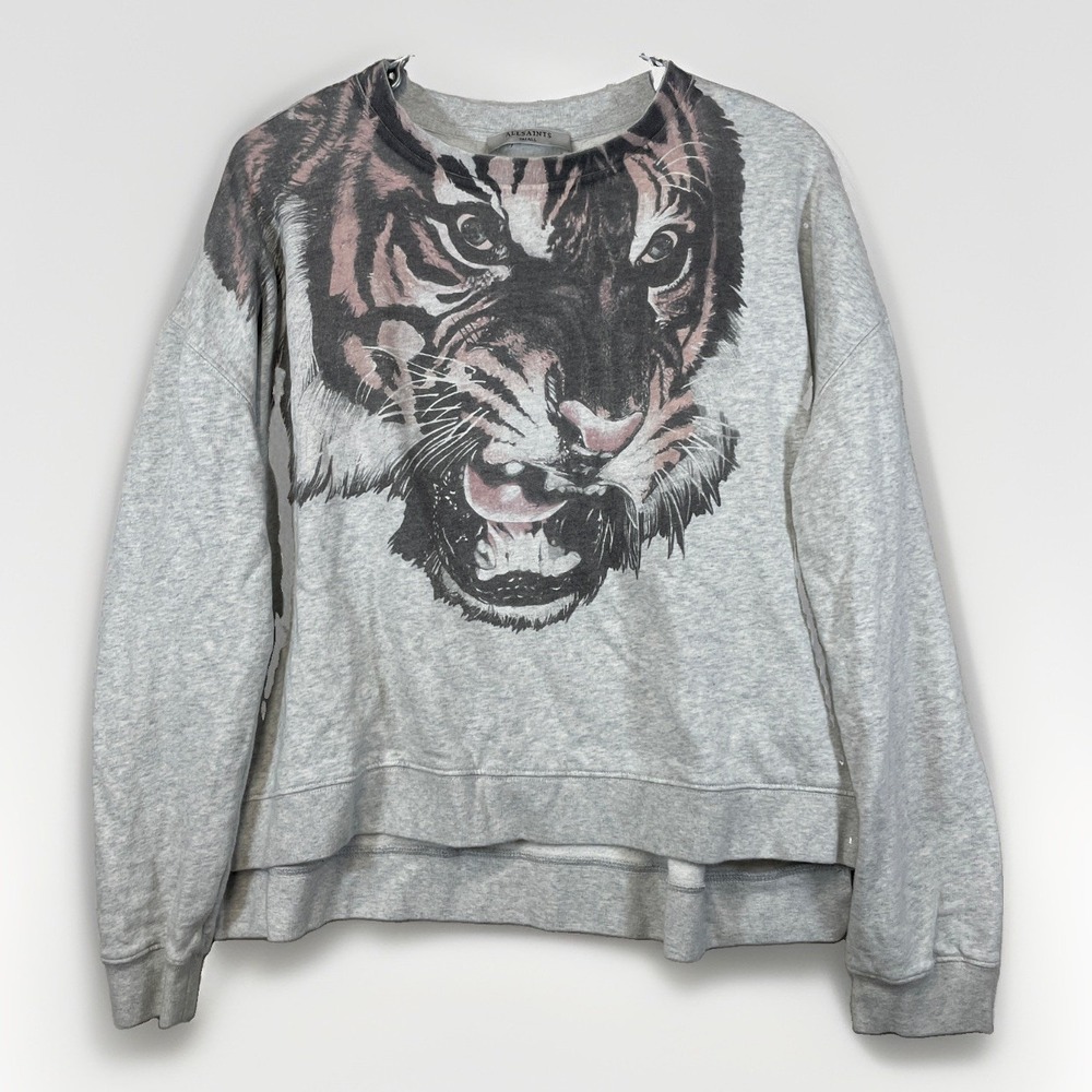 AllSaints Small Turan Lo Tiger Graphic Sweatshirt Made in Portugal Streetwear